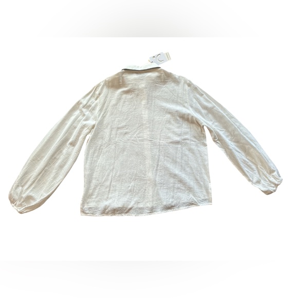 Commense White Cotton & Linen Contrast Trim Shirt. Size Medium. NWT - Picture 14 of 15